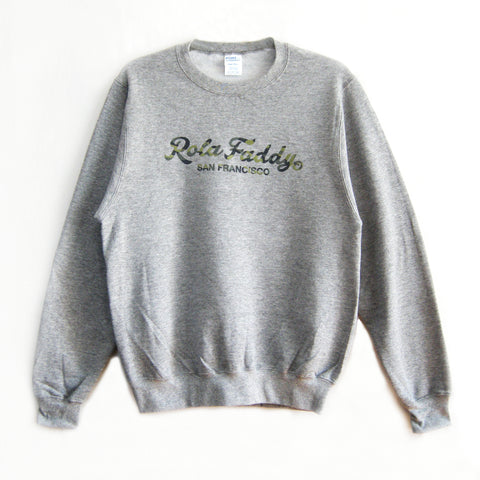 Grey Crew Neck Sweatshirt with Camo logo