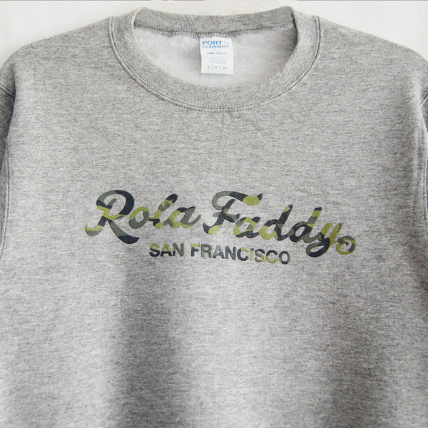 Grey Crew Neck Sweatshirt with Camo logo