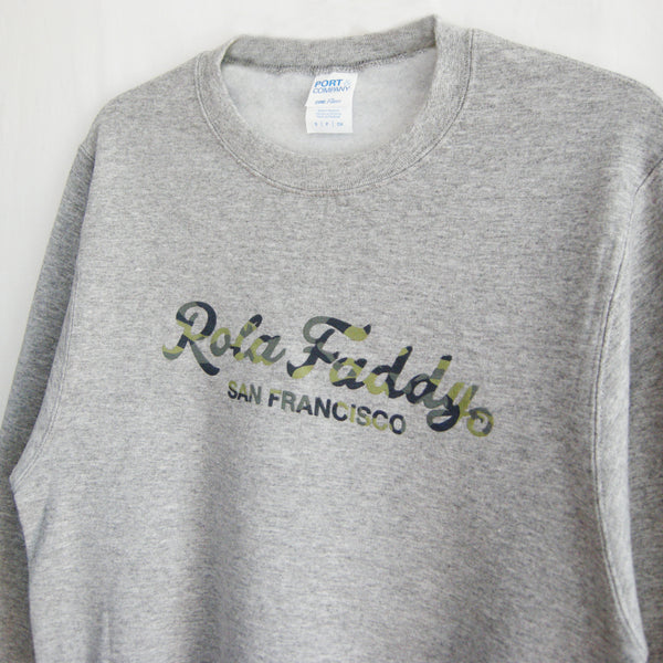 Grey Crew Neck Sweatshirt with Camo logo