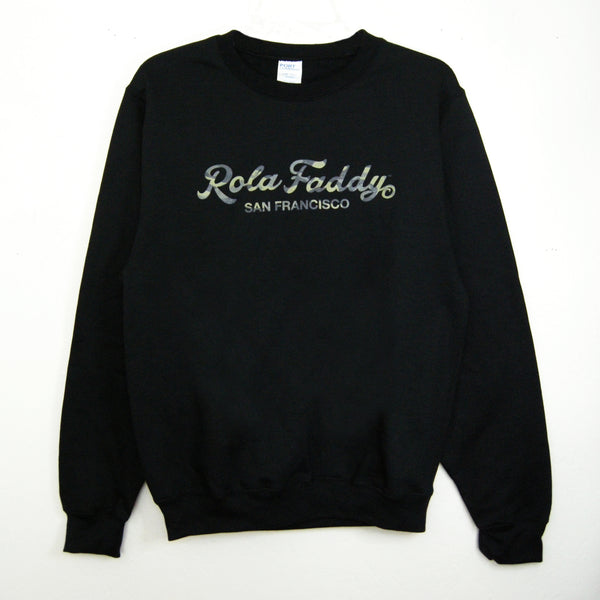 Black Crew Neck Sweatshirt with Camo logo