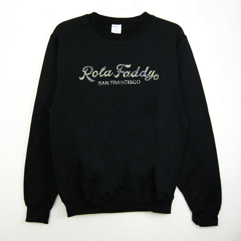 Black Crew Neck Sweatshirt with Camo logo